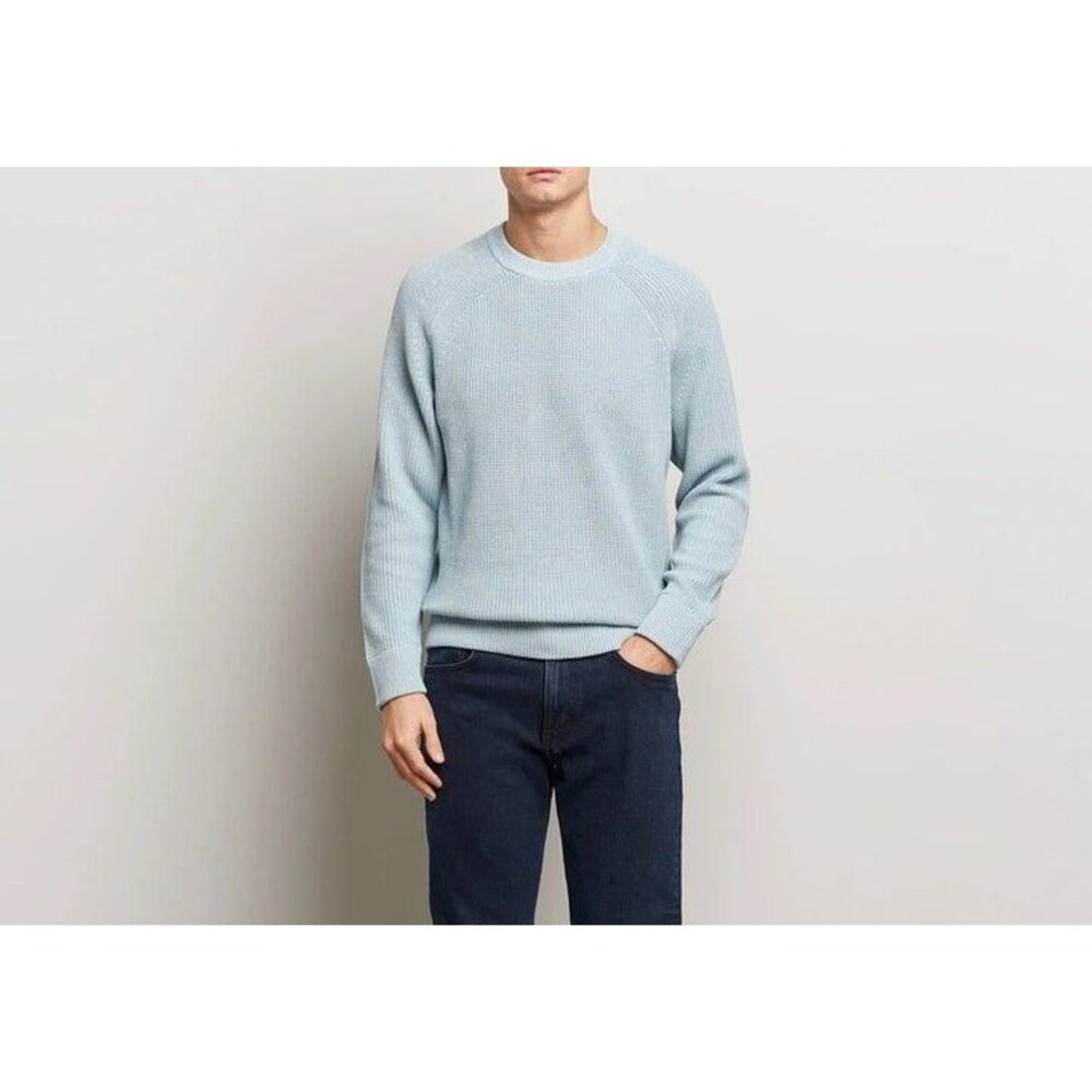NN07 Sweater Mens XL Powder Blue Chunky Knit Pullover Crew JACOBO $195